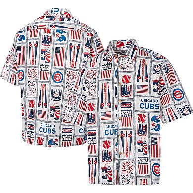 Men's Reyn Spooner White Chicago Cubs Americana Button-Up Shirt