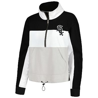 Women's The Wild Collective Black/White Chicago White Sox Women's Colorblock 1/4 Zip Jacket