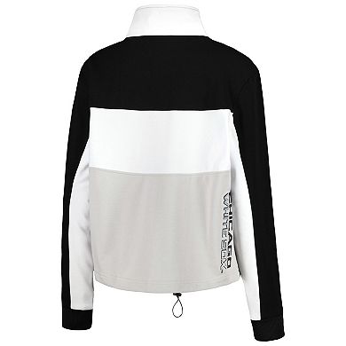 Women's The Wild Collective Black/White Chicago White Sox Women's Colorblock 1/4 Zip Jacket