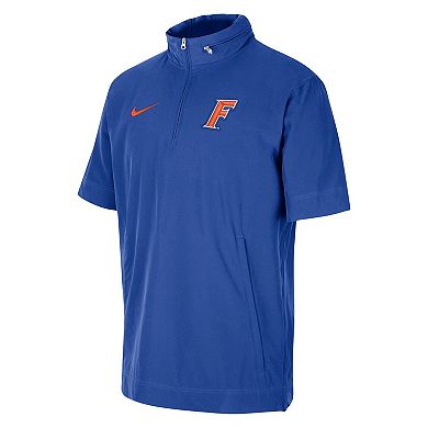Men's Nike Royal Florida Gators Coaches Half-Zip Short Sleeve Jacket