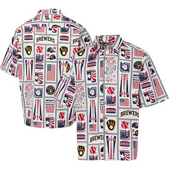 Men's Reyn Spooner White Milwaukee Brewers Americana Button-Up Shirt