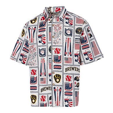 Men's Reyn Spooner White Milwaukee Brewers Americana Button-Up Shirt