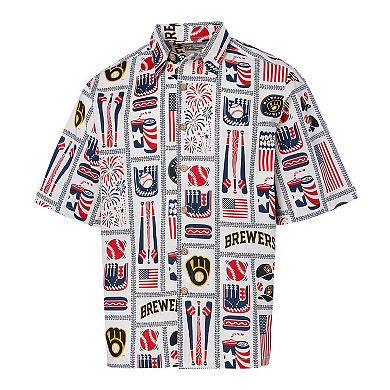 Men's Reyn Spooner White Milwaukee Brewers Americana Button-Up Shirt