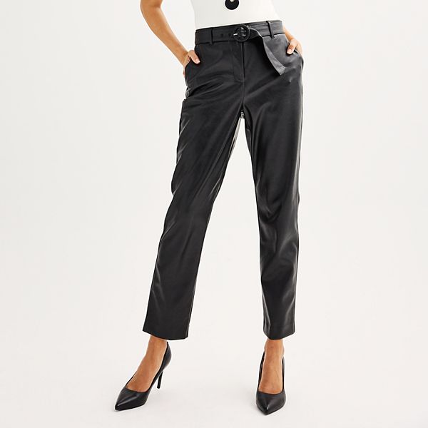 Women's Nine West Utility Belt Faux Leather Pants