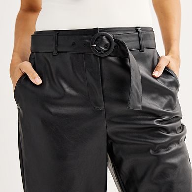 Women's Nine West Utility Belt Faux Leather Pants