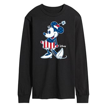 Disney's Minnie Mouse Men's Flag Long Sleeve Graphic Tee