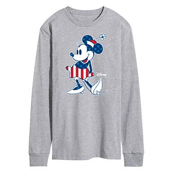 Disney's Minnie Mouse Men's Flag Long Sleeve Graphic Tee