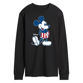 Disney's Mickey Mouse Men's Flag Long Sleeve Graphic Tee