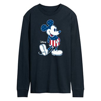 Disney's Mickey Mouse Men's Flag Long Sleeve Graphic Tee