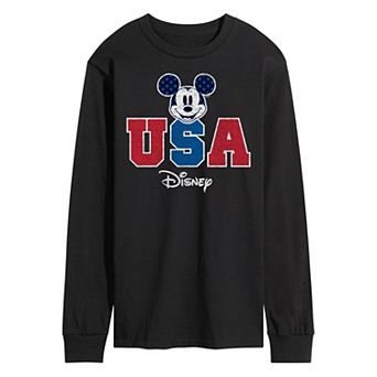 Disney's Mickey Mouse Men's USA Long Sleeve Graphic Tee