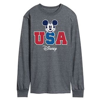 Disney's Mickey Mouse Men's USA Long Sleeve Graphic Tee