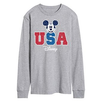 Disney's Mickey Mouse Men's USA Long Sleeve Graphic Tee