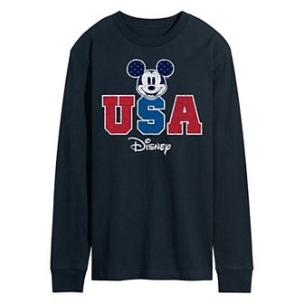 Disney's Mickey Mouse Men's USA Long Sleeve Graphic Tee