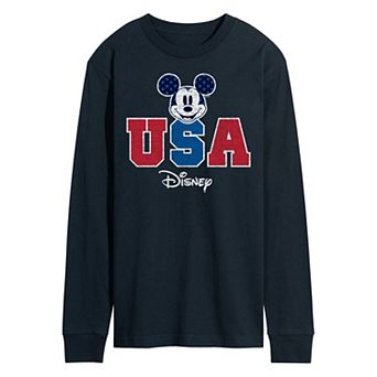 Disney's Mickey Mouse Men's USA Long Sleeve Graphic Tee