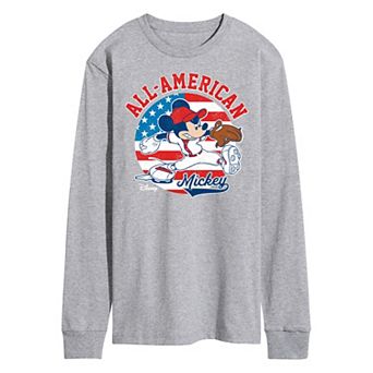 Disney's Mickey Mouse Men's Americana Baseball Long Sleeve Graphic Tee