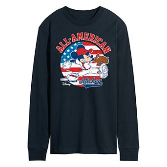 Disney's Mickey Mouse Men's Americana Baseball Long Sleeve Graphic Tee