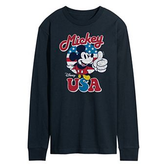 Disney's Mickey Mouse Men's USA Long Sleeve Graphic Tee