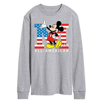 Disney's Mickey Mouse Men's Flag All American Long Sleeve