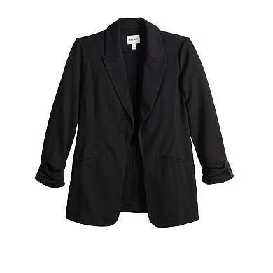Blazer en Tweed Camel avec Chemise Crème et Jean