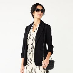 PETITE - 3/4 SLEEVED BLAZER, Black