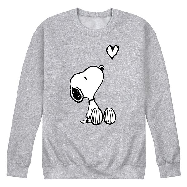 Men's Peanuts Snoopy White Heart Graphic Sweatshirt