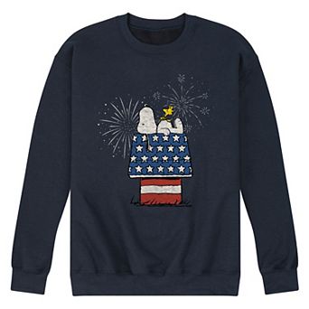 Men's Peanuts Snoopy Dog House Fireworks Vintage Graphic Sweatshirt