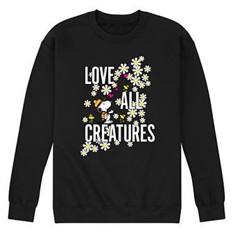 Men's Peanuts Snoopy Woodstock Love All Creatures Graphic Sweatshirt