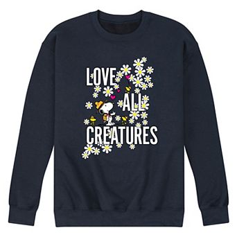 Men's Peanuts Snoopy Woodstock Love All Creatures Graphic Sweatshirt