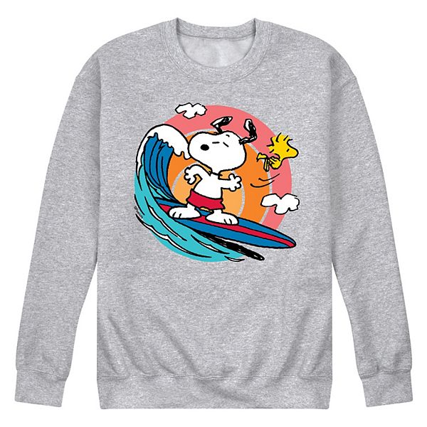 Men's Peanuts Snoopy Woodstock Surfing Graphic Sweatshirt