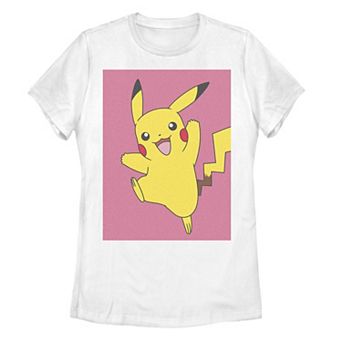 Juniors' Pokemon Pink Boxed Up Pikachu Leap Graphic Tee