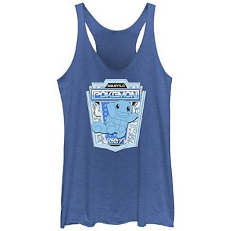 Juniors' Pokemon Blue Squirtle Badge 007 Tri-Blend Racerback Tank Top
