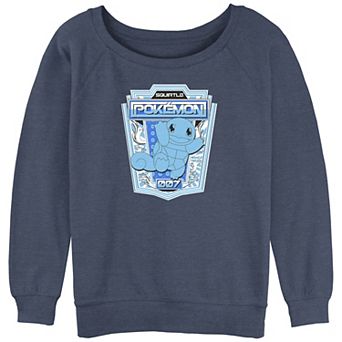 Juniors' Pokemon Blue Squirtle Badge 007 Slouchy Terry Pullover