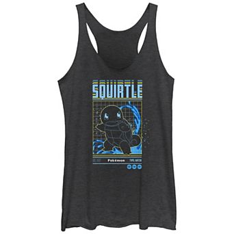 Juniors' Pokemon Squirtle Blueprint Grid Tri-Blend Racerback Tank Top