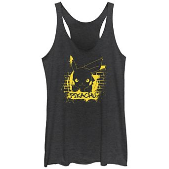Juniors' Pokemon Pikachu Graffiti Running Tri-Blend Racerback Tank Top