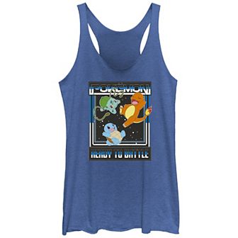 Juniors' Pokemon Bulbasaur Charmander Squirtle Ready To Battle Tri-Blend Racerback Tank Top