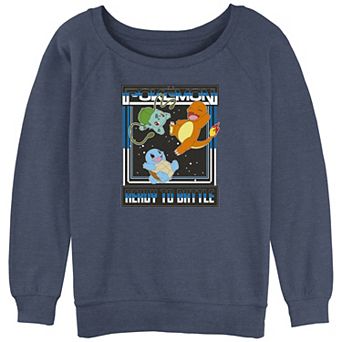 Juniors' Pokemon Bulbasaur Charmander Squirtle Ready To Battle Slouchy Terry Pullover