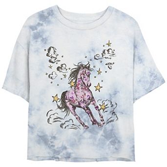 Juniors' Wild Galloping Horse Sketch Graphic Tee