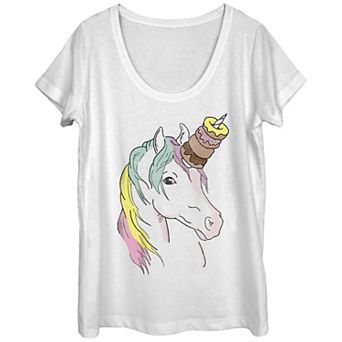 Juniors' Unicorn With Donuts Graphic Tee