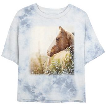 Juniors' Horse Pasturing Distressed Painting Graphic Tee