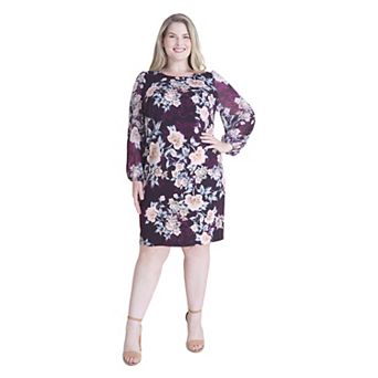 Plus Size Connected Apparel Long Sleeve A-Line Dress