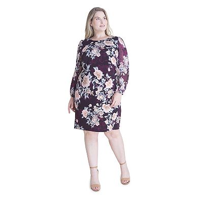 Plus Size Connected Apparel Long Sleeve A-Line Dress