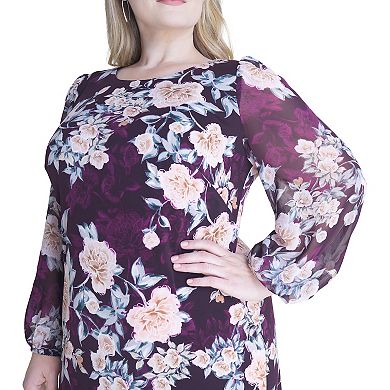 Plus Size Connected Apparel Long Sleeve A-Line Dress