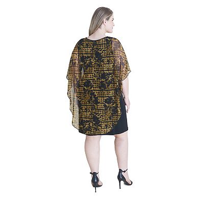 Plus Size Connected Apparel Mesh Overlay Dress