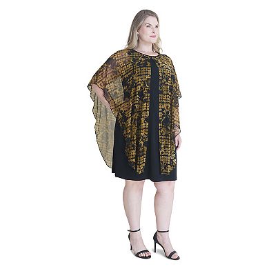 Plus Size Connected Apparel Mesh Overlay Dress