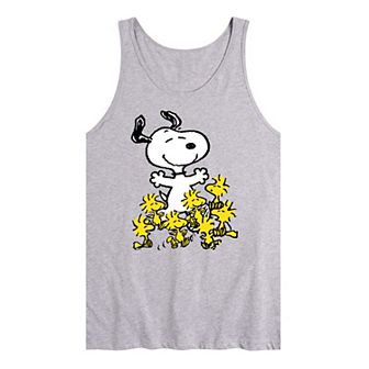 Men's Peanuts Snoopy Woodstock Dance Party Graphic Tank Top