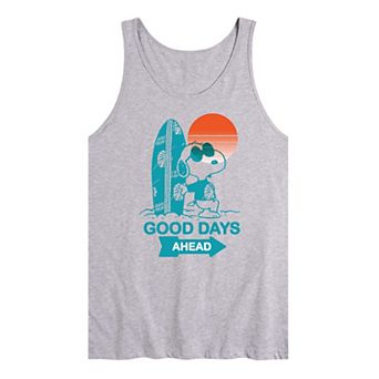 Men's Peanuts Snoopy Good Days Ahead Surfing Graphic Tank Top