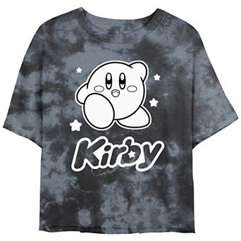 Juniors' Nintendo Kirby Monochrome Style Cropped Graphic Tee