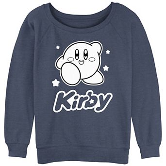 Juniors' Nintendo Kirby Monochrome Style Slouchy Terry Pullover
