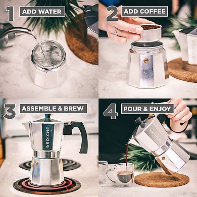 GROSCHE Milano Stovetop Espresso 6-Cup Moka Pot Coffee Maker