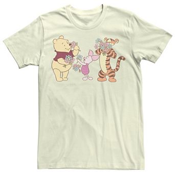 Disney's Winnie The Pooh Juniors' Piglet And Tigger Smelling Flowers Boyfriend Graphic Tee